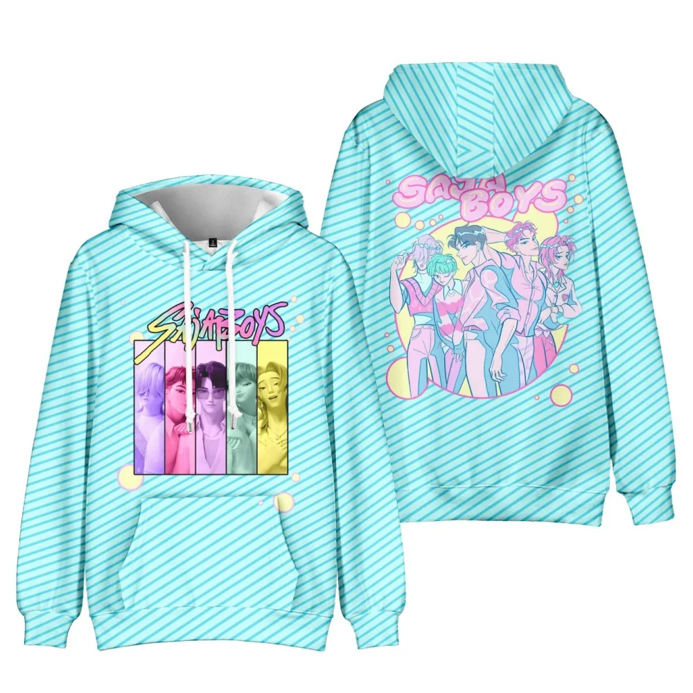 Kawaii KPop Demon Hunters Saja Boys Pattern Print Hoodie