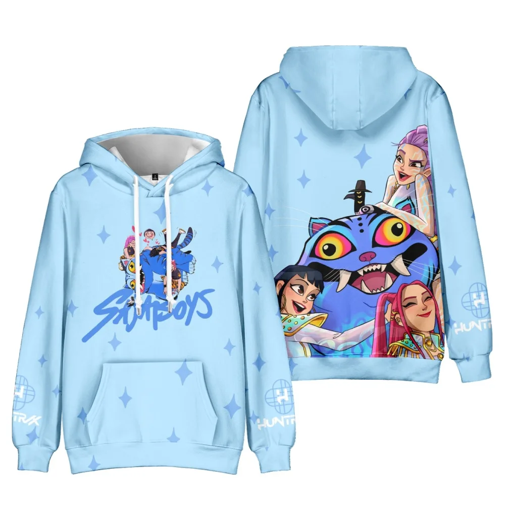 Kawaii KPop Demon Hunters Character Pattern Print Hoodie