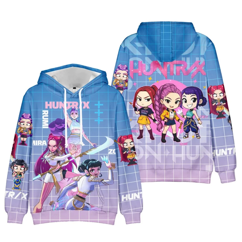 Anime Kawaii KPop Demon Hunters Pattern Printed Hoodie