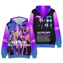 Kawaii KPop Demon Hunters Pattern Printed Hoodie Kawaii KPop Demon Hunters Pattern Printed Hoodie