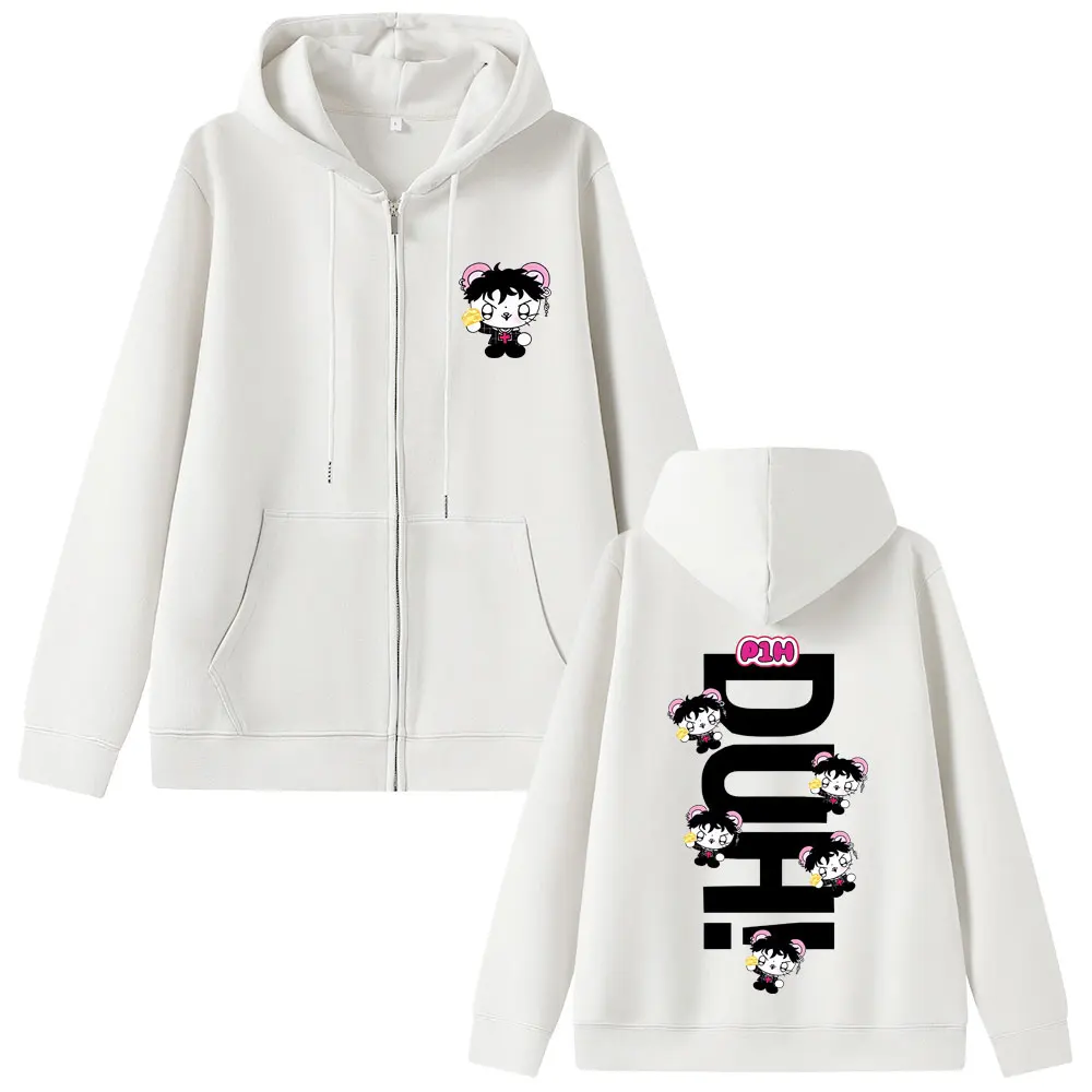 Kawaii DUH Print Zipper Hoodie