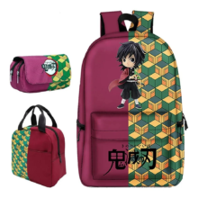 3Pcs/Set Kawaii Anime Demon Slayer Giyu Tomioka Print Backpack 3Pcs/Set Kawaii Anime Demon Slayer Giyu Tomioka Print Backpack