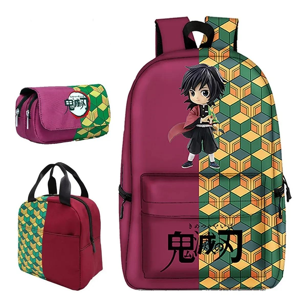 3Pcs/Set Kawaii Anime Demon Slayer Giyu Tomioka Print Backpack 3Pcs/Set Kawaii Anime Demon Slayer Giyu Tomioka Print Backpack