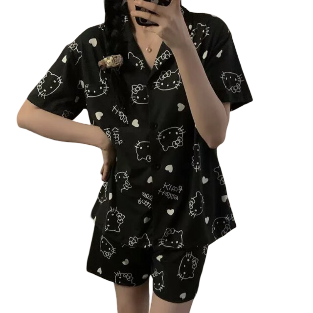 Kawaii 2Pcs/Set Anime Sanrio Hello Kitty Pajamas Kawaii 2Pcs/Set Anime Sanrio Hello Kitty Pajamas