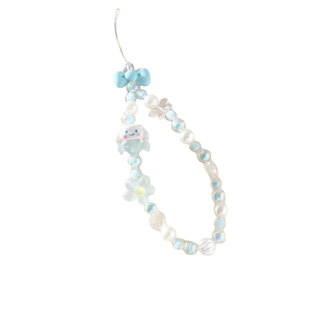 Kawaii Cartoon Sanrio Cinnamoroll Mobile Phone Beaded Lanyard