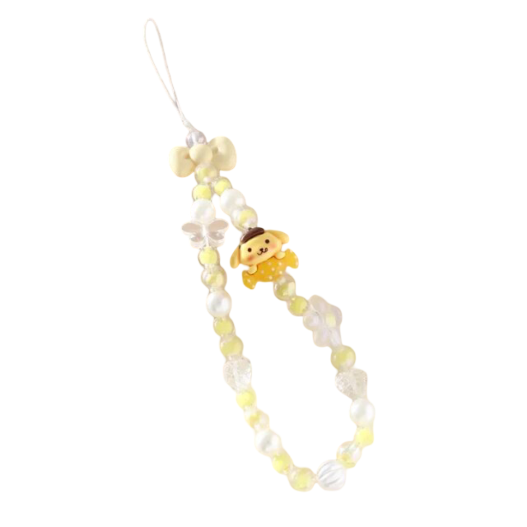 Kawaii Cartoon Sanrio Pompompurin Mobile Phone Beaded Lanyard