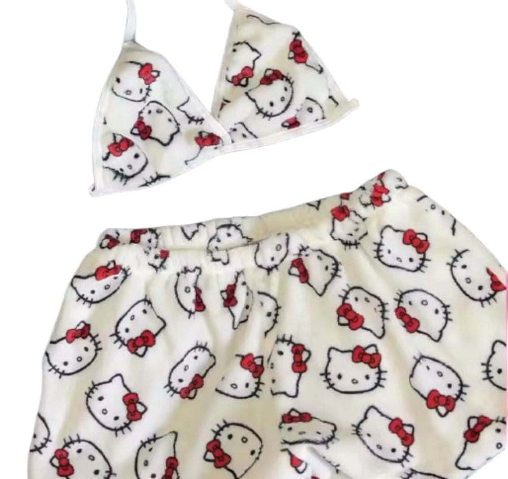 2Pcs Kawaii Hello Kitty Beachwear For Women