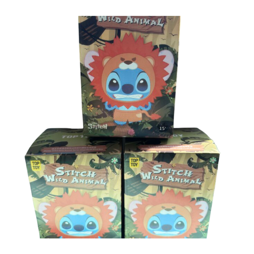3Pcs Kawaii Stitch Wild Animal Series Plush Toy Blind Box