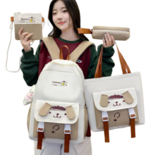 4Pcs Kawaii Sanrio Pompompurin Backpack 4Pcs Kawaii Sanrio Pompompurin Backpack