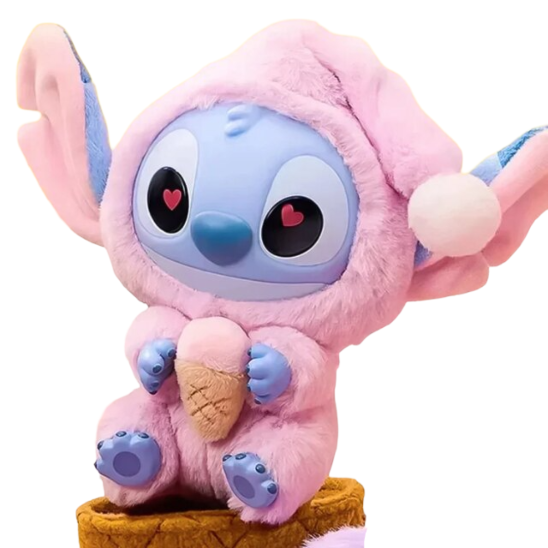 Kawaii Stitch Eat Something Before Sleep Series Strawberry Cone Plush Toy