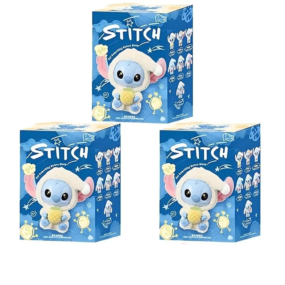 3Pcs Kawaii Stitch Eat Something Before Sleep Series Plush Blind Box
