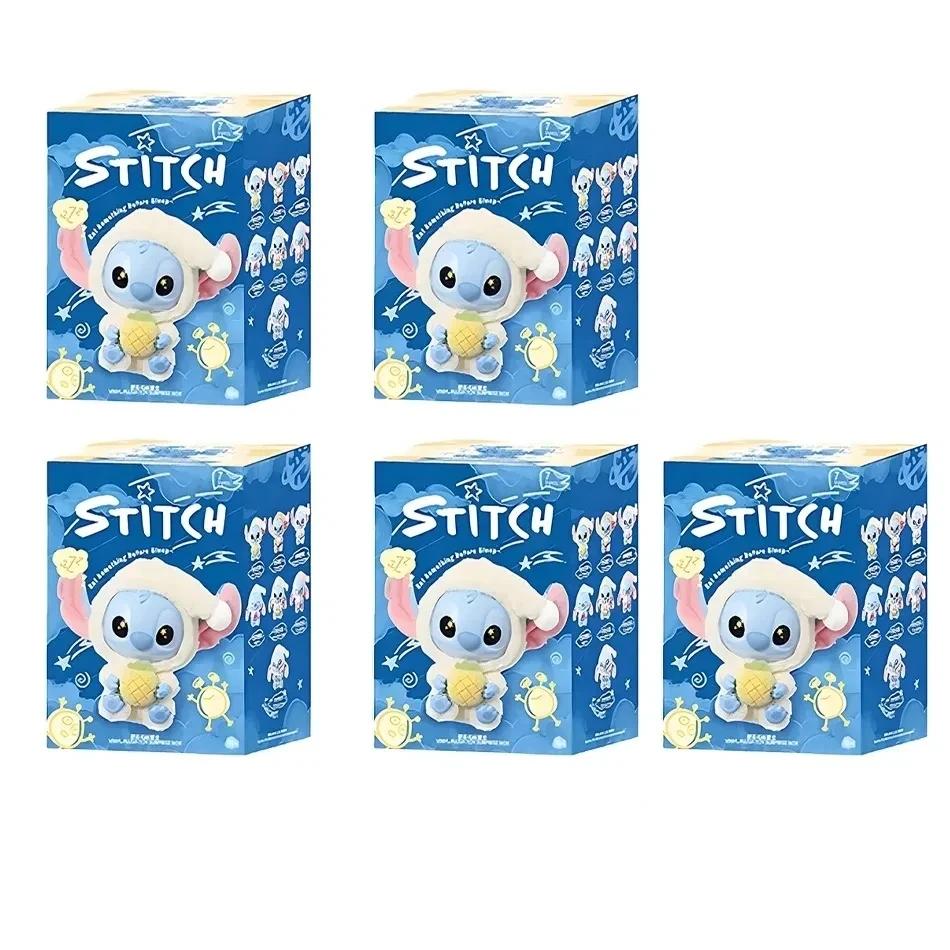 5Pcs Kawaii Stitch Eat Something Before Sleep Series Plush Blind Box
