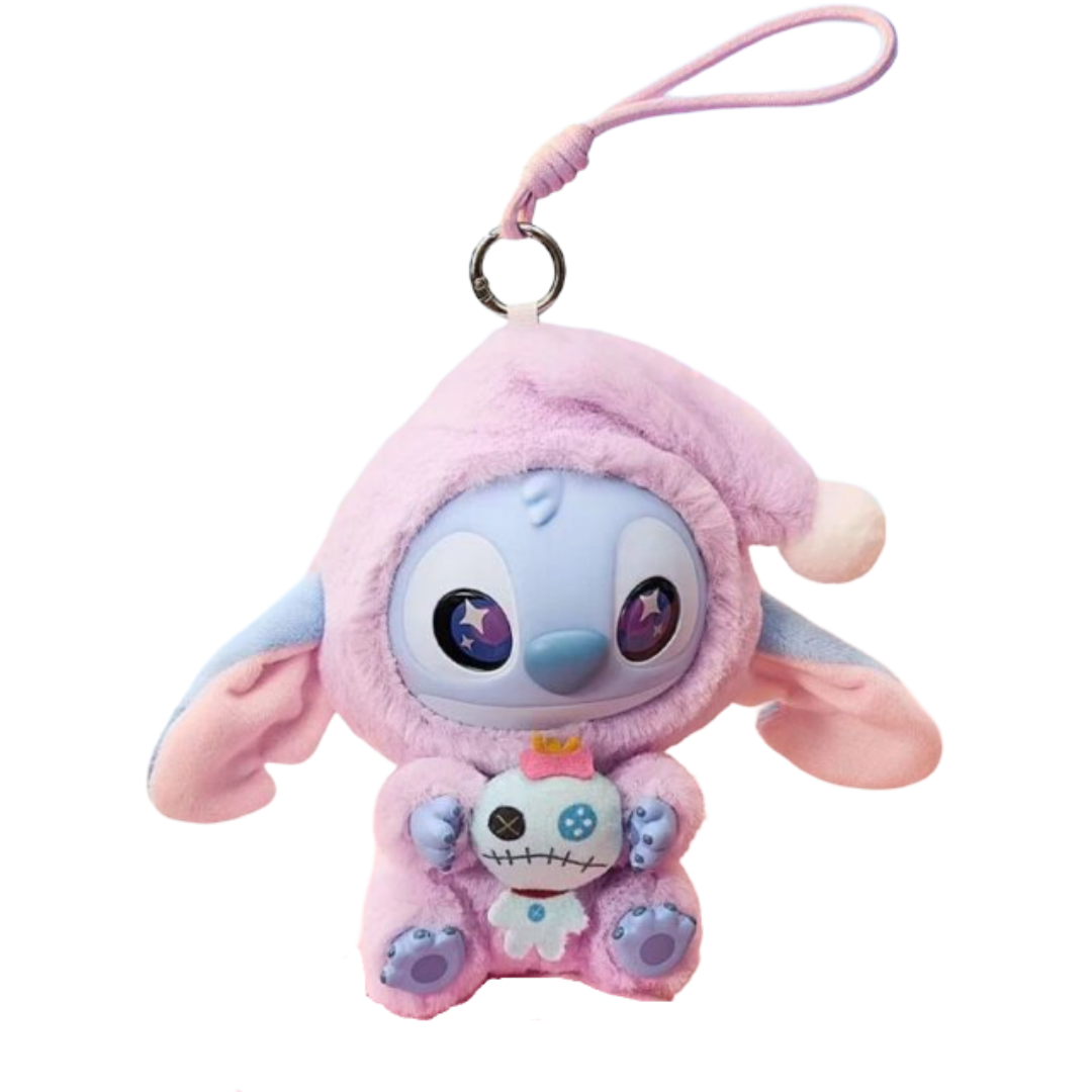 Kawaii Stitch Eat Something Before Sleep Series Kissing Partner Plush Keychain