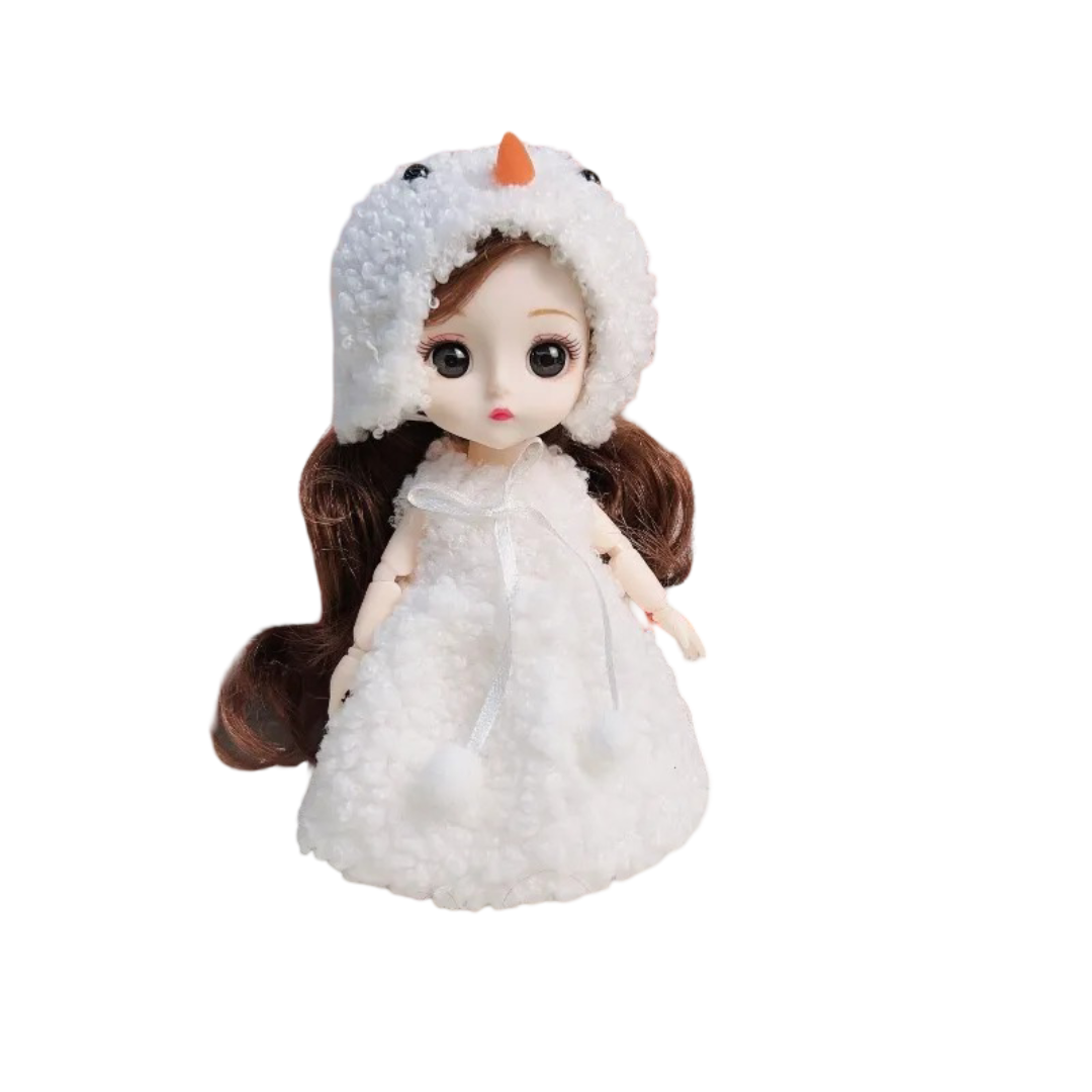 17cm Kawaii Christmas Snowman Costume Joints Rotatable PVC Toy