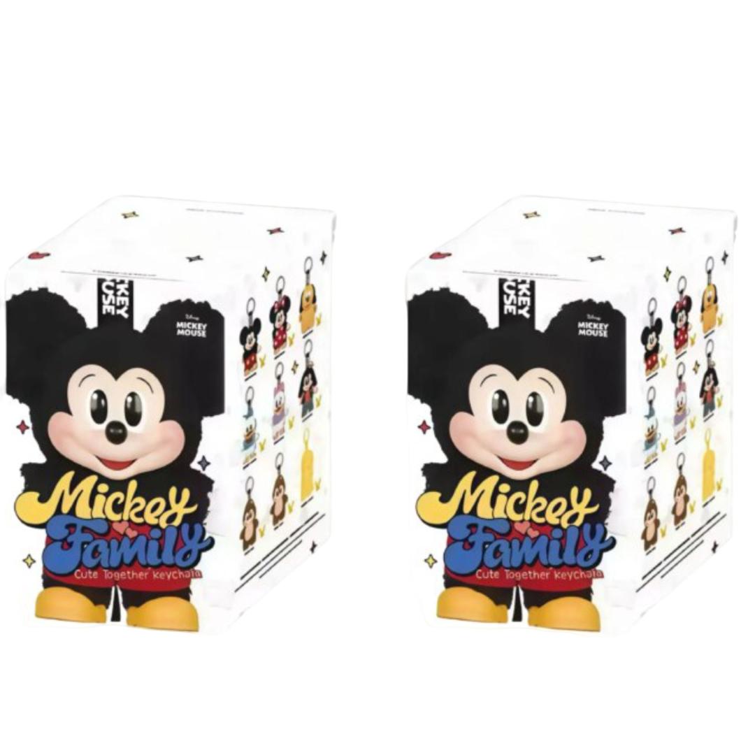 2Pcs Kawaii Mickey Family Character Plush Keychain With Blind Box