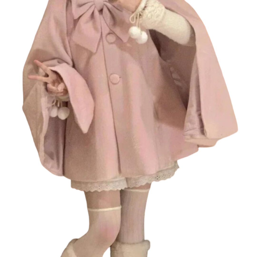 Kawaii Bear Ears Hoodie With Bow