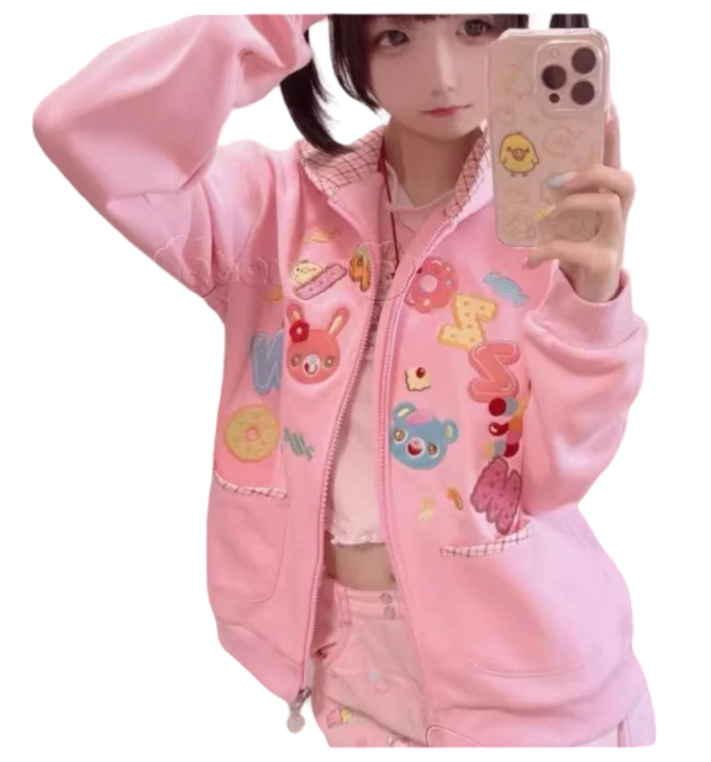 Kawaii Cartoon Character Printed Hoodie 