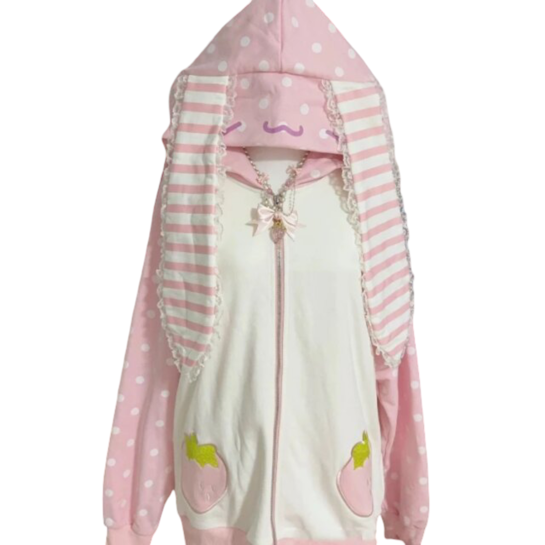  Kawaii Strawberry Bunny Harajuku Hoodie