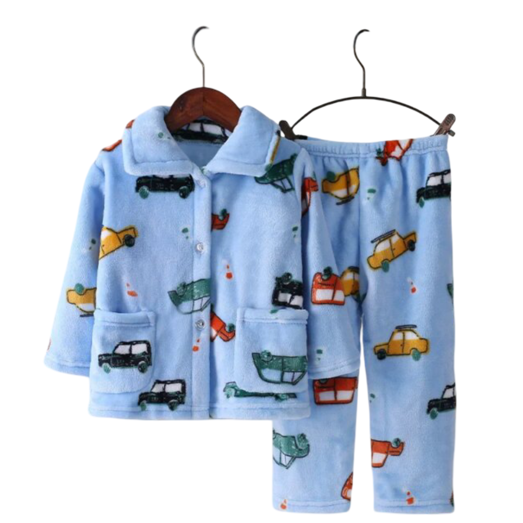 Car Printed Kawaii Children's Pajamas Set