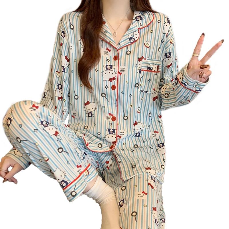 Kawaii Hello Kitty Striped Pajama Set
