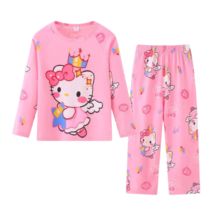 Cartoon Kawaii Hello Kitty With Crown Children’s Pajamas Set Cartoon Kawaii Hello Kitty With Crown Children's Pajamas Set