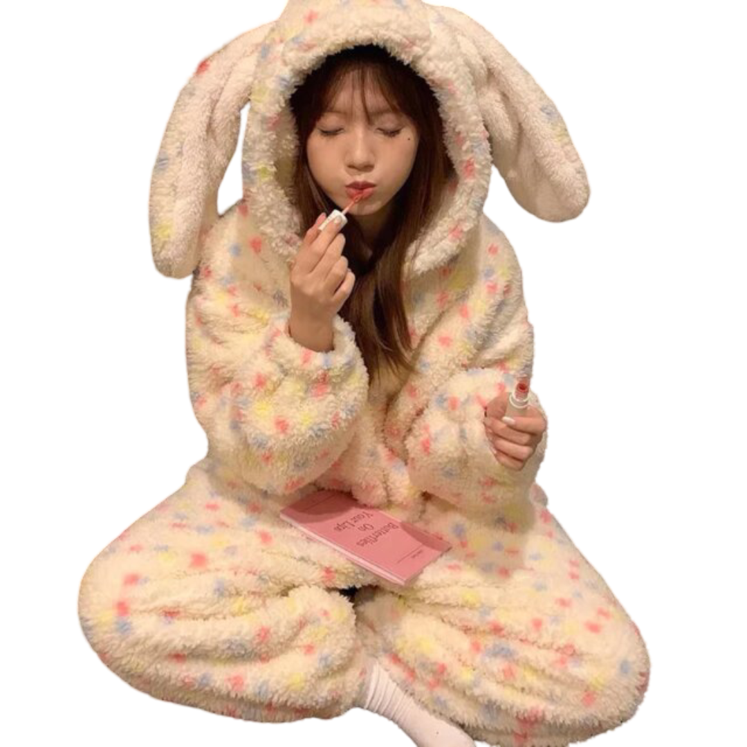 Kawaii Rabbit Coral Fleece Pajama Set