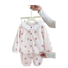 Kawaii Heart Printed Long Sleeve Pajamas Set For Kids Kawaii Heart Printed Long Sleeve Pajamas Set For Kids