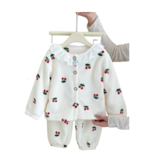 Kawaii Cherry Printed Long Sleeve Pajamas Set For Kids Kawaii Cherry Printed Long Sleeve Pajamas Set For Kids