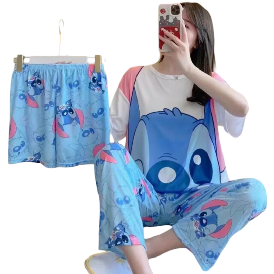 3Pcs Kawaii Cartoon Stitch Pajamas