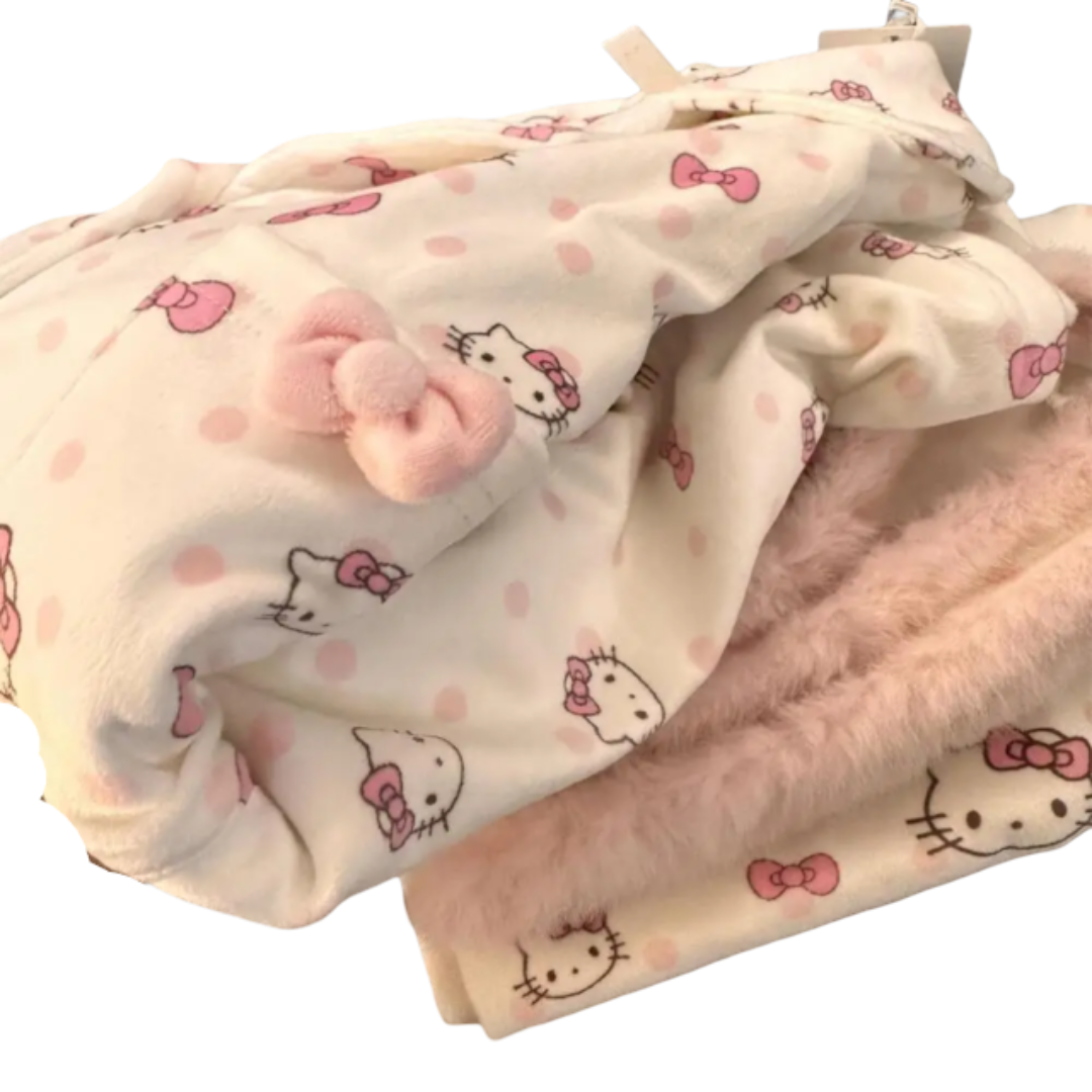 2Pcs Kawaii Anime Hello Kitty Pajama Set 