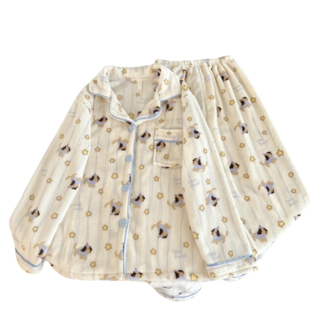 Kawaii Dachshund Dog Print Pajamas Set