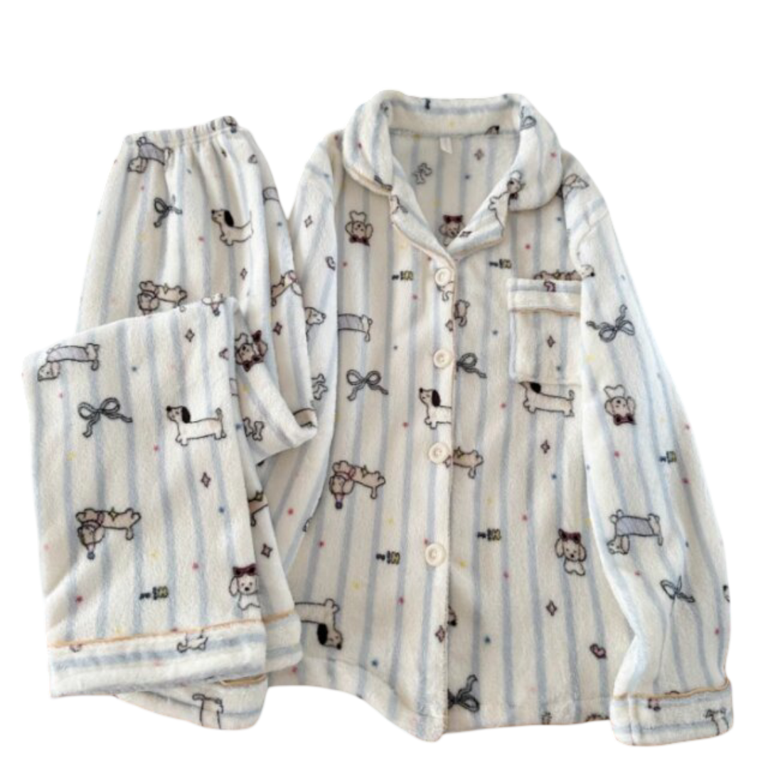 Kawaii Dachshund Dog Printed Pajamas Set