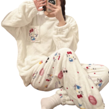 Anime Kawaii Hello Kitty Plush Pajamas Set Anime Kawaii Hello Kitty Plush Pajamas Set