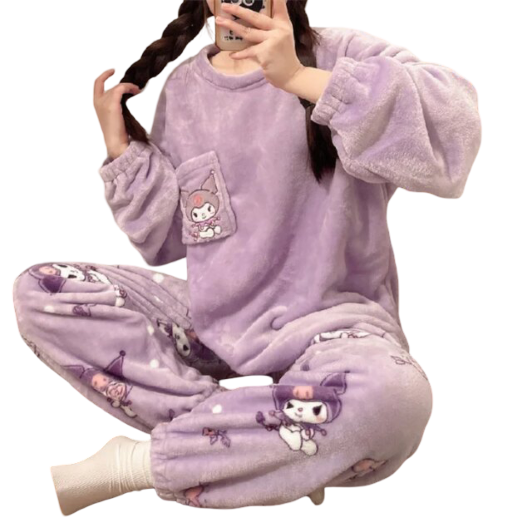 Anime Kawaii Kuromi Plush Pajamas Set