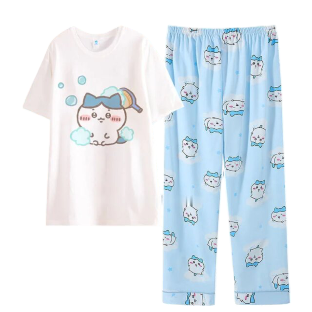 Kawaii Chiikawa Hachiware Round Neck Pajamas Set