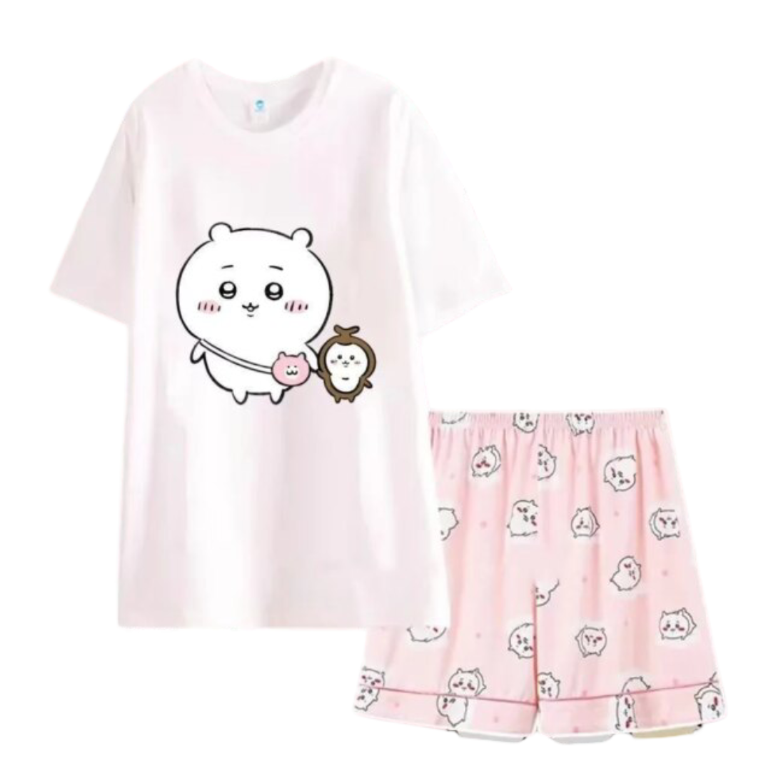 Anime Kawaii Chiikawa And Chiikabu Children's Pajamas Set