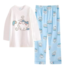 Kawaii Chiikawa Hachiware Round Neck Polyester Pajamas Set Kawaii Chiikawa Hachiware Round Neck Polyester Pajamas Set