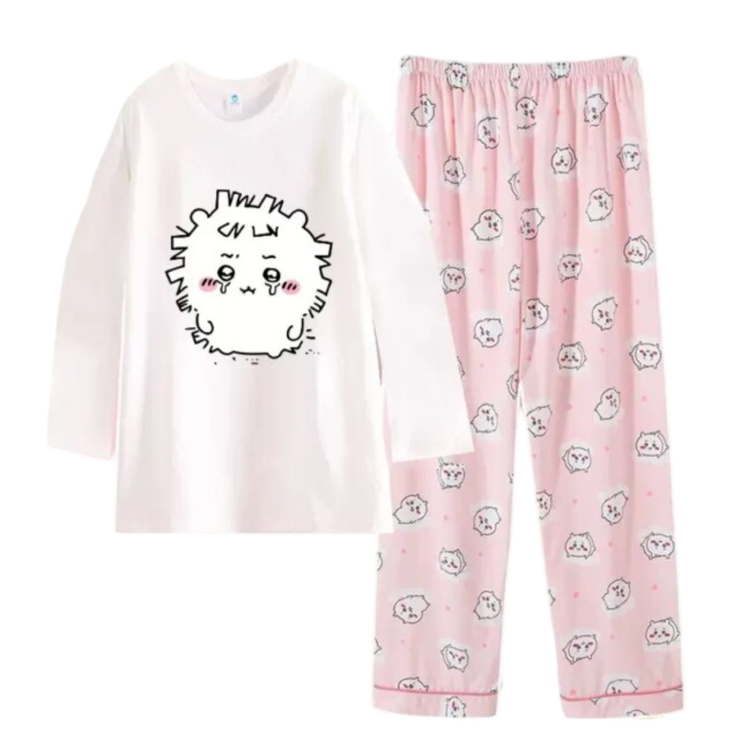 Kawaii Chiikawa Momonga Round Neck Pajamas Set