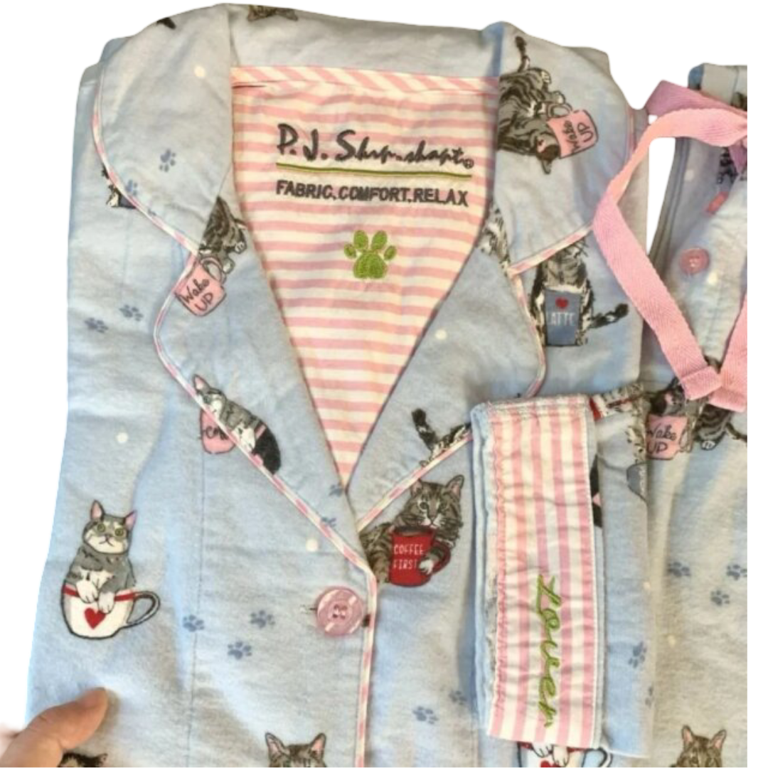2Pcs Kawaii Printed Cotton Sleepwear Pajamas Set