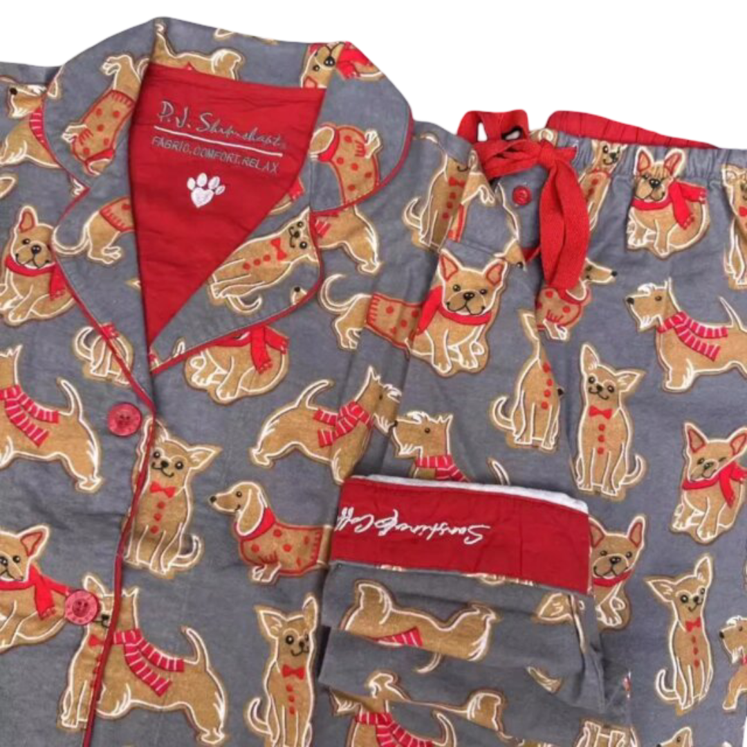 2Pcs Kawaii Dog Print Sleepwear Pajamas Set