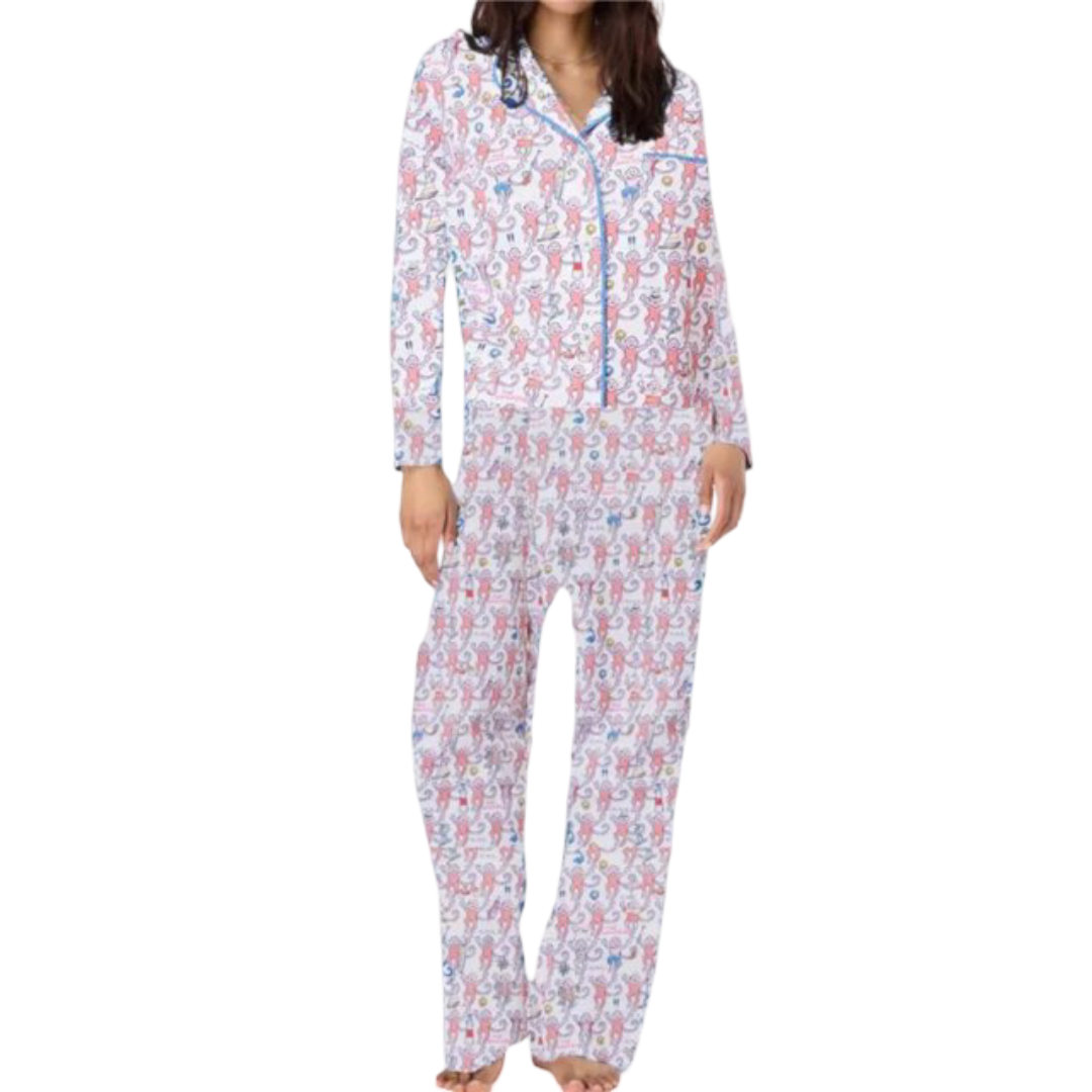 2Pcs Kawaii Roller Rabbit Monkey Pajama Set 