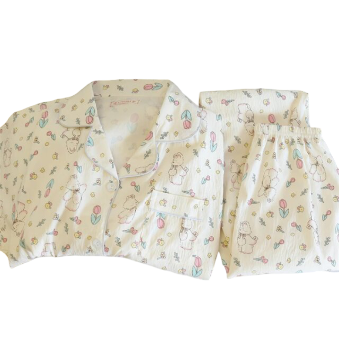 2Pcs Kawaii Polyester Pajamas Set