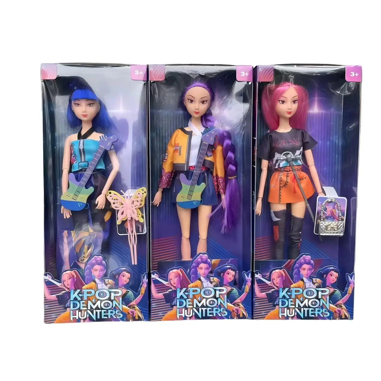3Pcs Kawaii Anime KPop Demon Hunters PVC Toy With Box