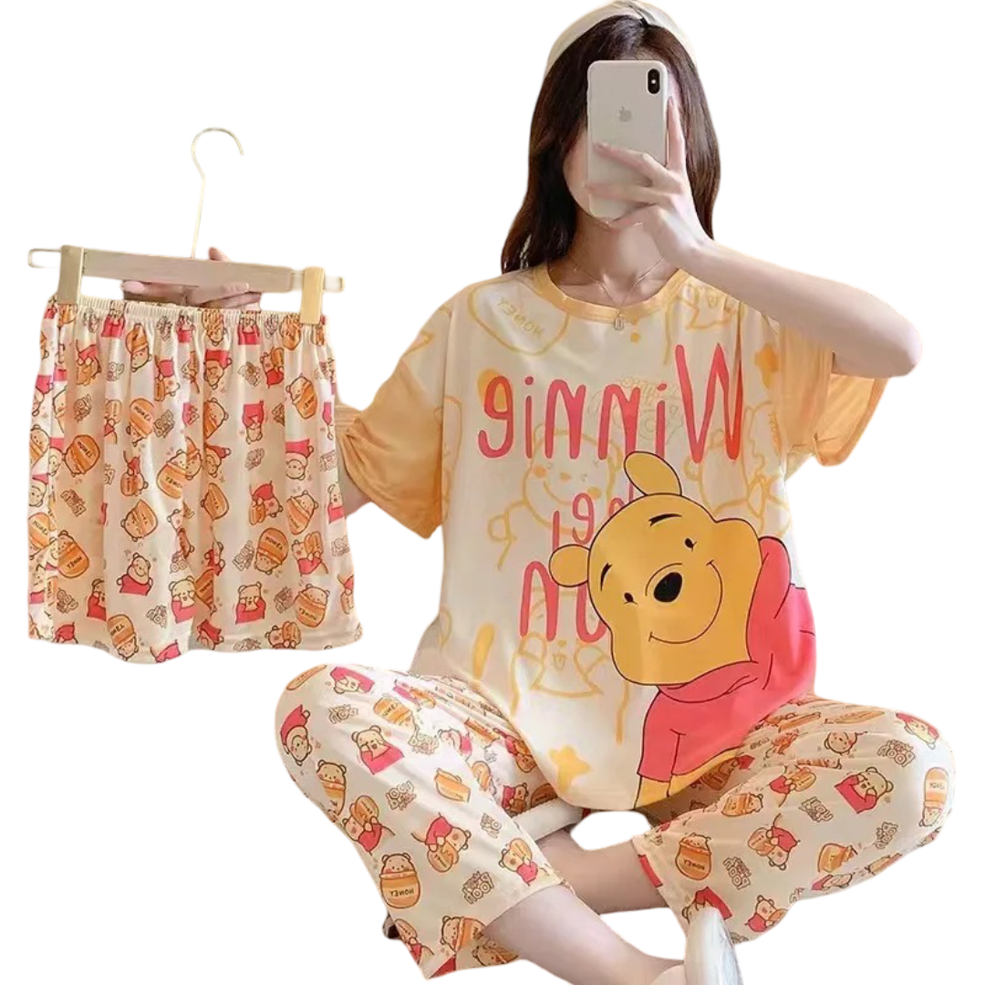 3Pcs Kawaii Cartoon Winnie The Pooh Pajamas