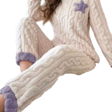 Kawaii Star Printed Coral Fleece Pajama Set Kawaii Star Printed Coral Fleece Pajama Set