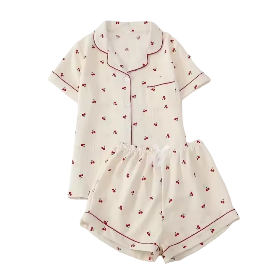 Kawaii Cherry Printed Pajama Set