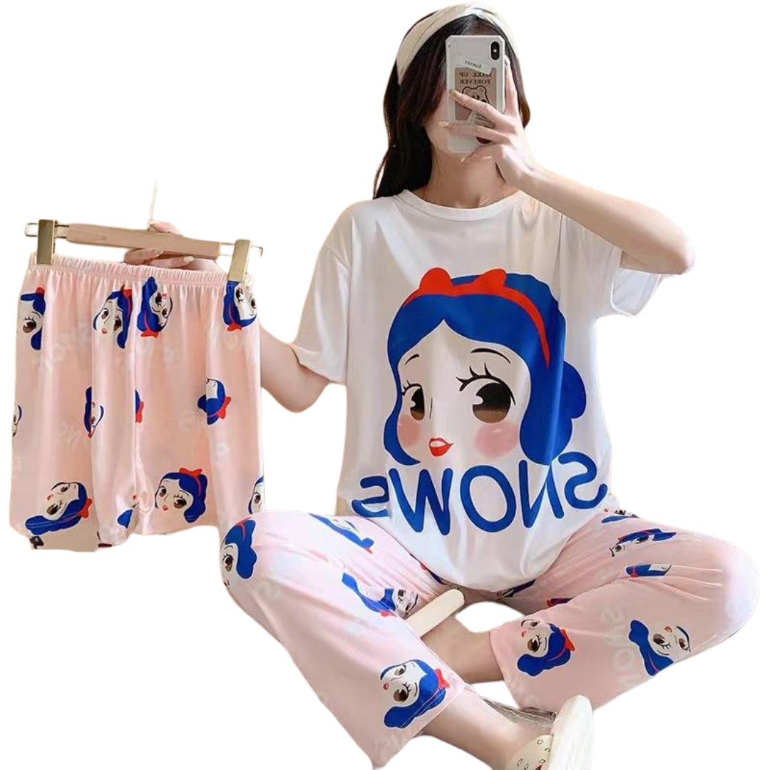3Pcs Kawaii Cartoon Snow White Pajamas