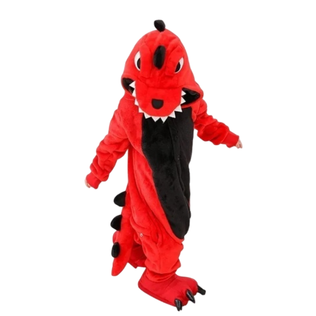 Cartoon Kawaii Red Dinosaur Plush Cosplay Costume