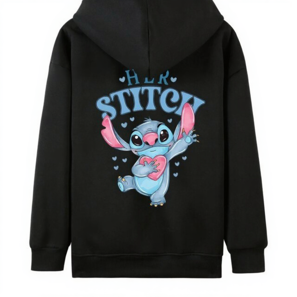 Kawaii Stitch Printed Long Sleeve Hoodie