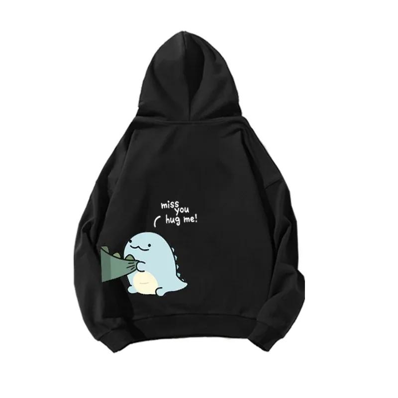 Kawaii Dino Duo Cartoon Hoodie